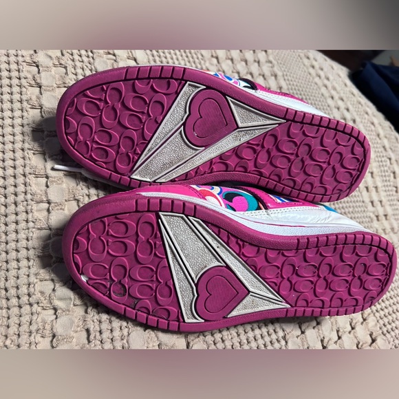 🥳Coach Rare Women’s Pink/White Rainbow Multicolor Sneakers Size 7M EUCHost Pick - Picture 5 of 8